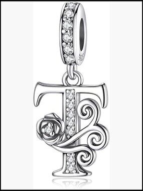 925 Sterling Silver Alphabet Charm Initial Dangle Pendant for Bracelets Elegant